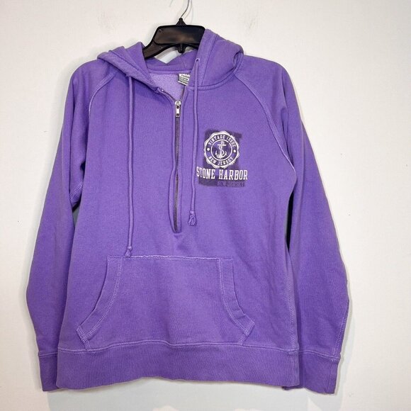 Stone Harbor NJ Hoodie L Womens Half Zip Purple Long Sleeve Popover Size Large - Picture 8 of 10